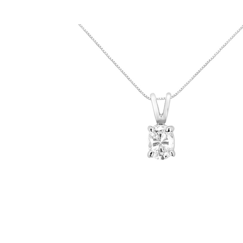 Haus Of Brilliance Ags Certified 14k White Gold 1/3 Cttw Diamond Oval 18" Pendent Necklace