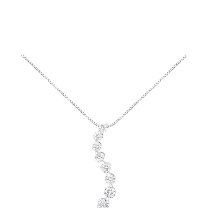Haus Of Brilliance Ags Certified 14k White Gold 3.0 Cttw Baguette And Brilliant Round-cut Diamond Journey 18" Pendant N