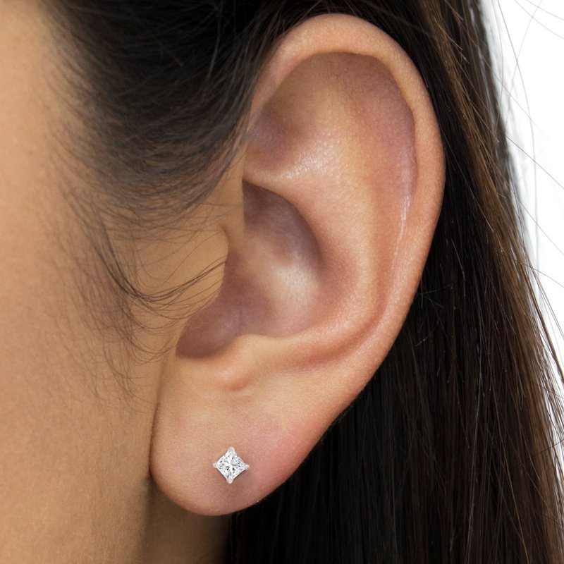 Shop Haus Of Brilliance Ags Certified 18k White Gold 1.0 Cttw 4-prong Set Princess-cut Solitaire Diamond Screw Back Stud Ear