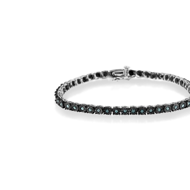 Haus Of Brilliance Black Rhodium Plated .925 Sterling Silver 1.0 Cttw Diamond Miracle Tennis Bracele In Grey