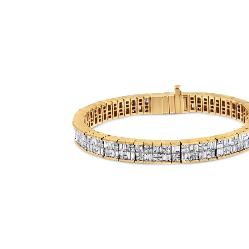Haus Of Brilliance Classic 14 K Yellow Gold Baguette And Princess Cut Diamond Eternity Bracelet