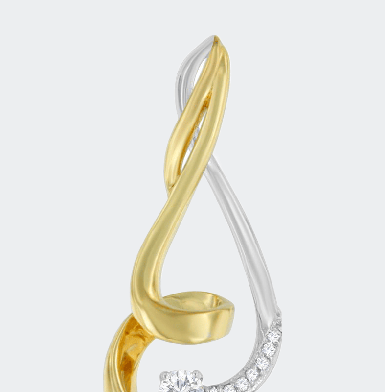 Haus Of Brilliance Espira 10k Two-tone Gold 1/10 Cttw Round Cut Diamond Swirl Pendant Necklace In Yellow
