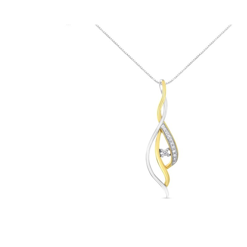 Haus Of Brilliance Espira 10k Two-tone Gold Round Cut Diamond Cascade Pendant Necklace In Grey