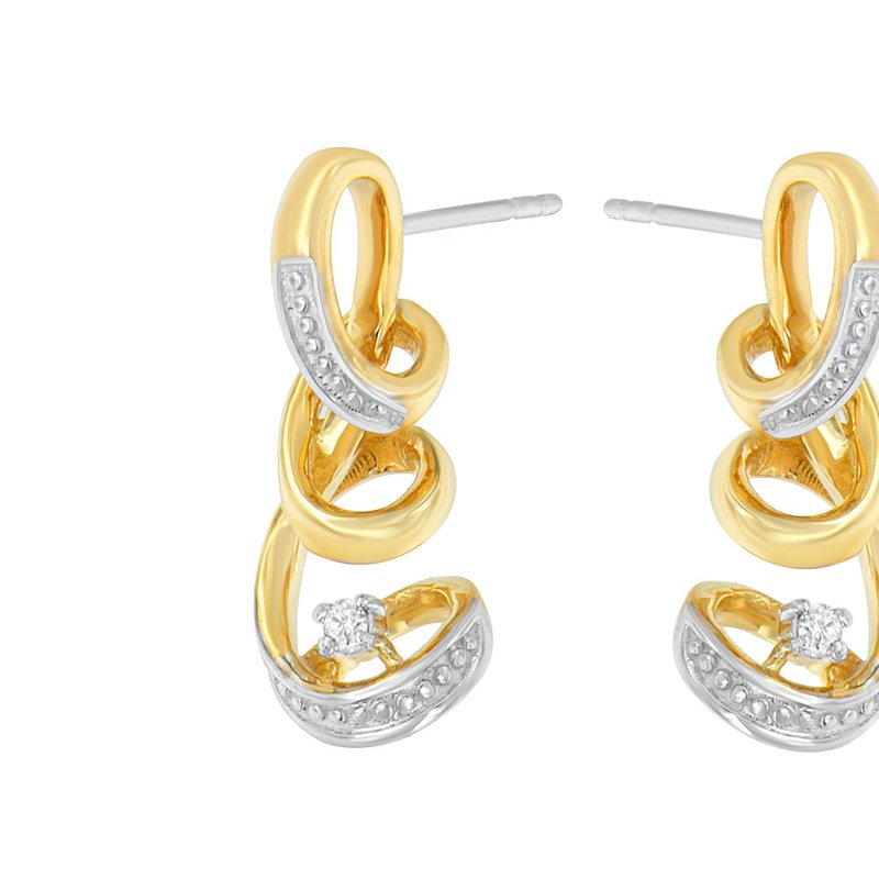 Haus Of Brilliance Espira 10k Two Tone Gold Round Cut Diamond Earring In Yellow