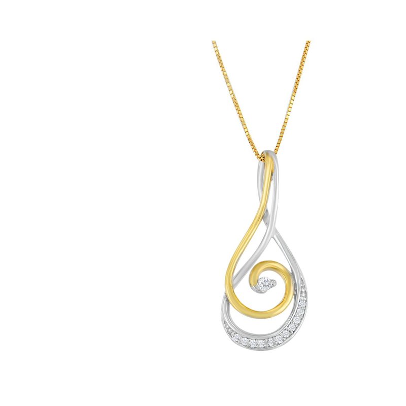 Haus Of Brilliance Espira 10k Two-tone Gold Round Cut Diamond Sparkling Spiral Pendant Necklace