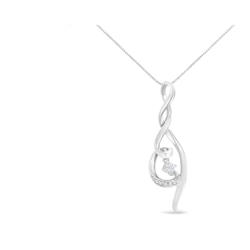 Haus Of Brilliance Espira 10k White Gold 1/10 Cttw Diamond Swirl Pendant Necklace