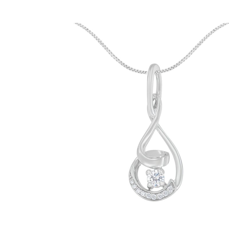 Haus Of Brilliance Espira 10k White Gold 1/4 Cttw Round Cut Diamond Spiral Link Pendant Necklace