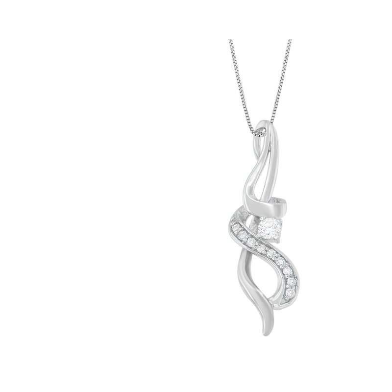 Haus Of Brilliance Espira 10k White Gold 1/5 Cttw Round Cut Diamond Swirl Pendant Necklace
