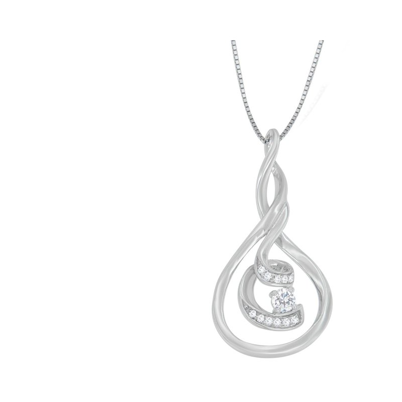 Haus Of Brilliance Espira 10k White Gold 1/8 Cttw Round Cut Diamond Layered Spiral Pendant Necklace In Grey