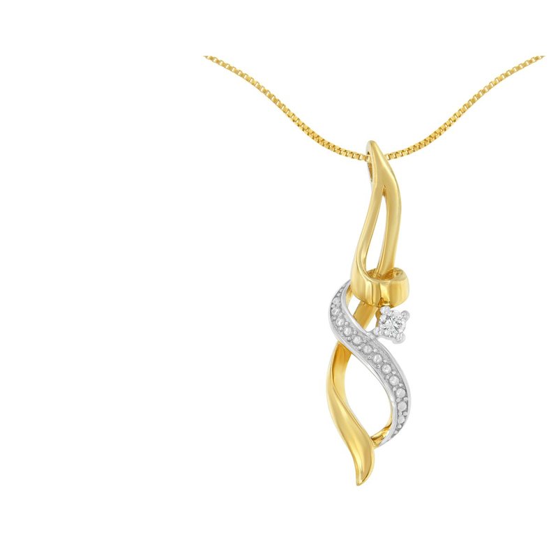 Haus Of Brilliance Espira 10k Yellow Gold 1/20 Cttw Round Cut Diamond Accent Swirl Pendant Necklace