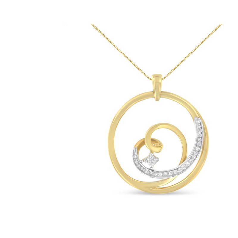 Haus Of Brilliance Espira 10k Yellow Gold 1/6 Cttw Diamond Heart Circle Pendant Necklace