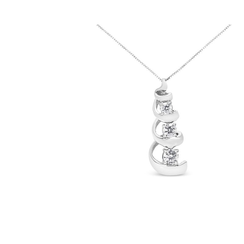 Haus Of Brilliance Espira .925 Sterling Silver 1/4 Cttw Diamond Swirl Shape Pendant Necklace In White