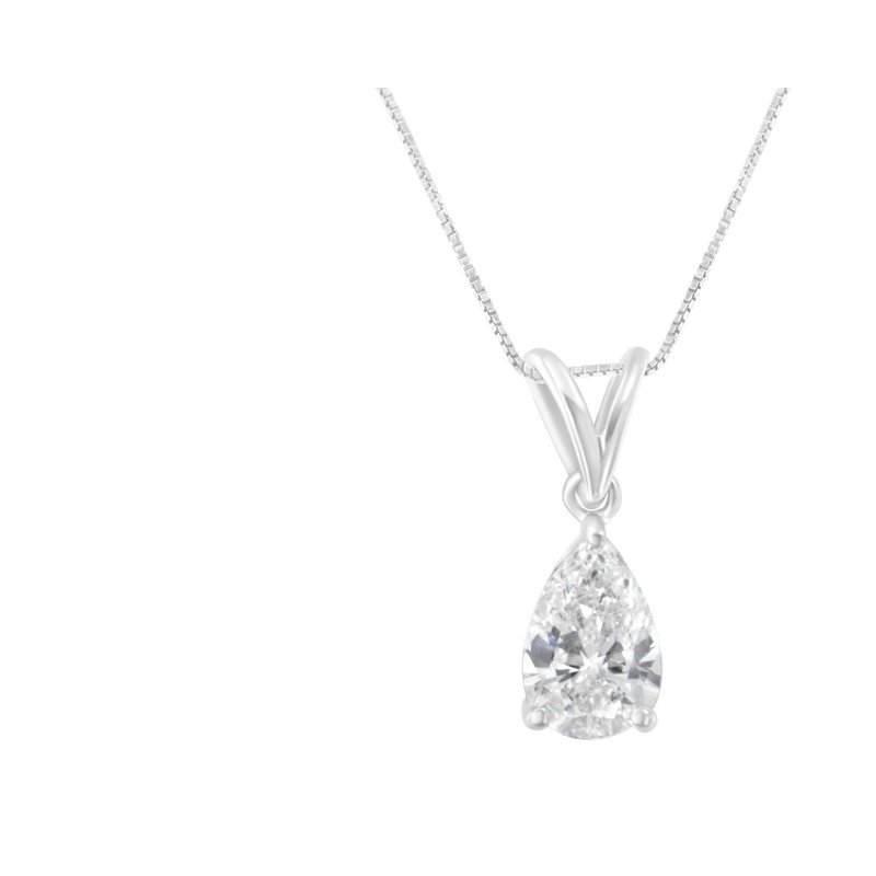 Haus Of Brilliance Igi Certified 10k White Gold 1/2 Cttw Diamond Pear Pendant Necklace