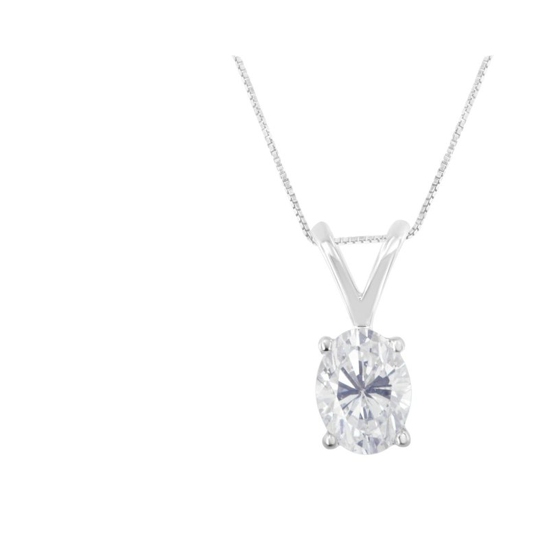 Haus Of Brilliance Igi Certified 10k White Gold 3/8 Cttw Prong Set Diamond Oval Pendant Necklace