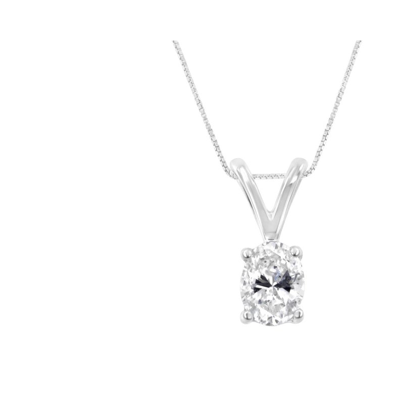 Haus Of Brilliance Igi Certified 10kt White Gold Diamond Oval Pendant Necklace