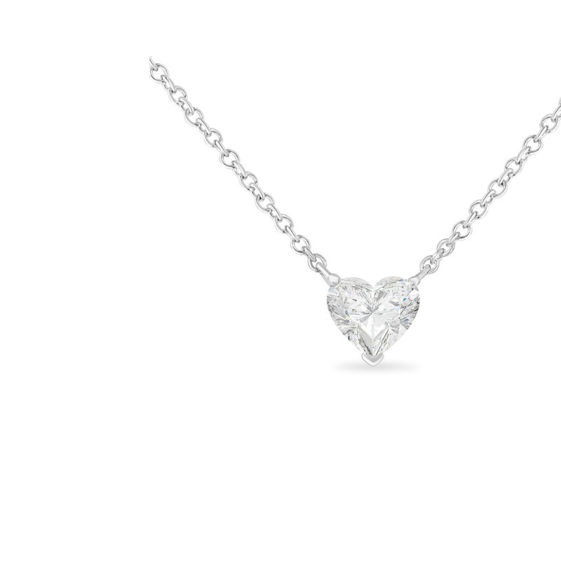 Haus Of Brilliance Igi Certified 14k White Gold 1/2 Cttw Lab Grown Heart Shape Diamond Solitaire 18" Pendant Necklace