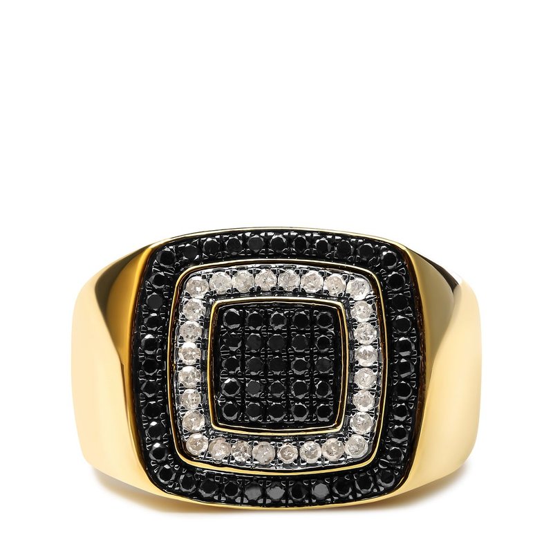 Haus Of Brilliance Men's 10k Yellow Gold 3/4 Cttw White And Black Treated Diamond Ring Band