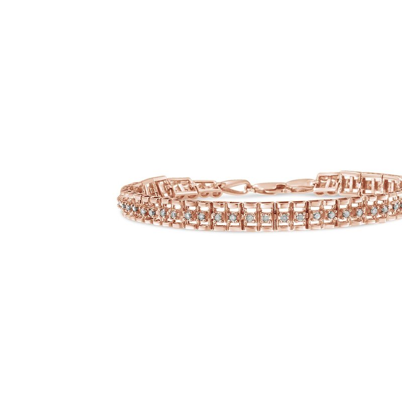 Haus Of Brilliance Rose Gold Over .925 Sterling Silver 1/4 Cttw Diamond Miracle-set Teardrop Shaped 7” Link Bracelet In Pink