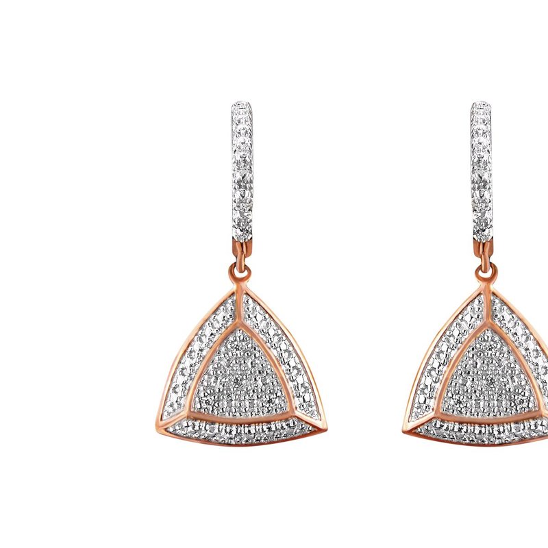 Haus Of Brilliance Rose Gold Plated Sterling Silver Round Cut Diamond Fashion Dangle Earrings In Grey