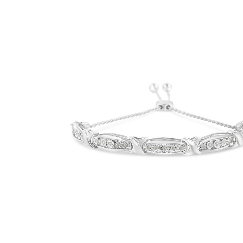 Haus Of Brilliance Round-cut Diamond X & Tapered Bar Miracle Set Bolo Bracelet In White