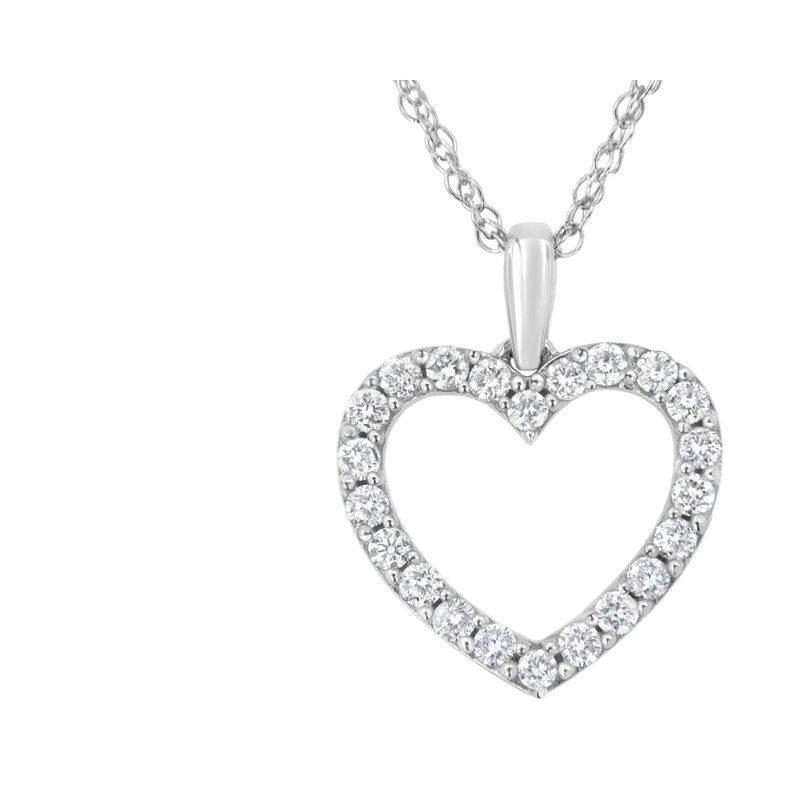 Haus Of Brilliance Sterling Silver 1/2 Cttw Lab-grown Diamond Heart Pendant Necklace In Green