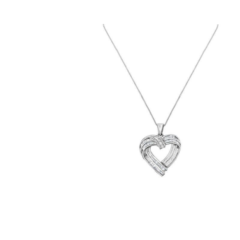 Shop Haus Of Brilliance Sterling Silver 7/8 Cttw Baguette Diamond Heart Pendant Necklace In White