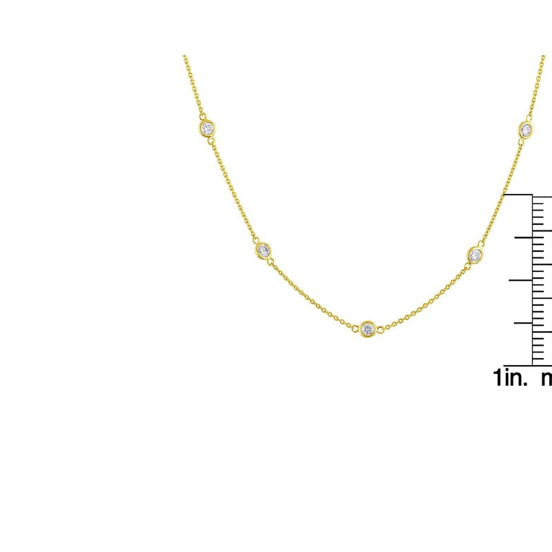 Shop Haus Of Brilliance Sterling Silver Bezel Set Diamond Station Necklace In Yellow