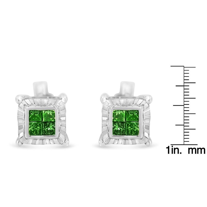 Shop Haus Of Brilliance Sterling Silver Color Treated Princess Diamond Quad Stud Earring In White