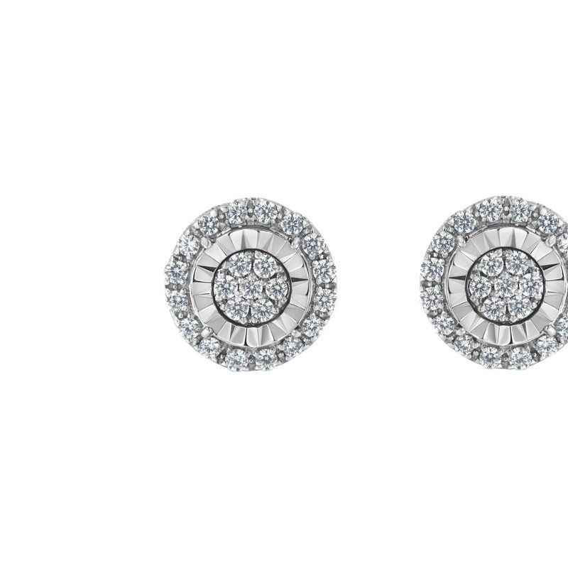 Haus Of Brilliance Sterling Silver Diamond Cluster Earrings In White
