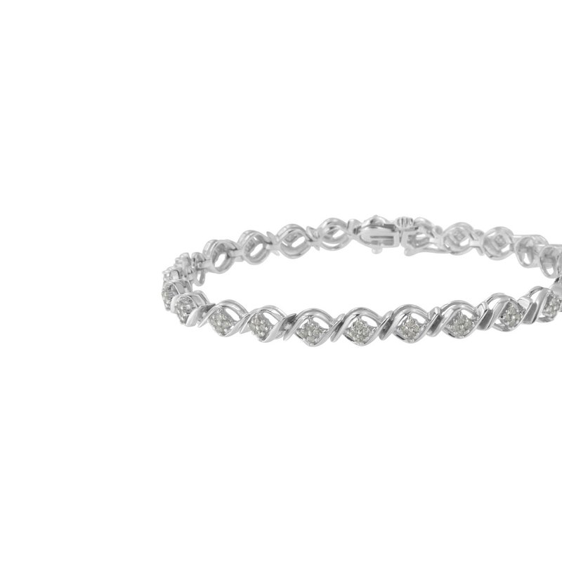 Haus Of Brilliance Sterling Silver Diamond Cluster Link Bracelet In White