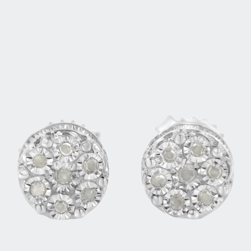 Haus Of Brilliance Sterling Silver Diamond Cluster Stud Earrings In Grey