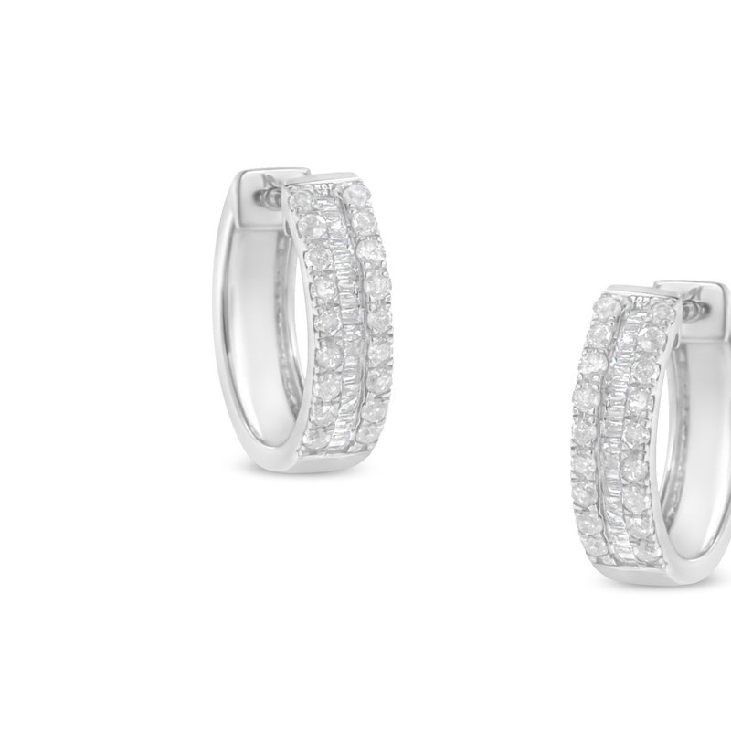 Haus Of Brilliance Sterling-silver Diamond Hoop Earring In White