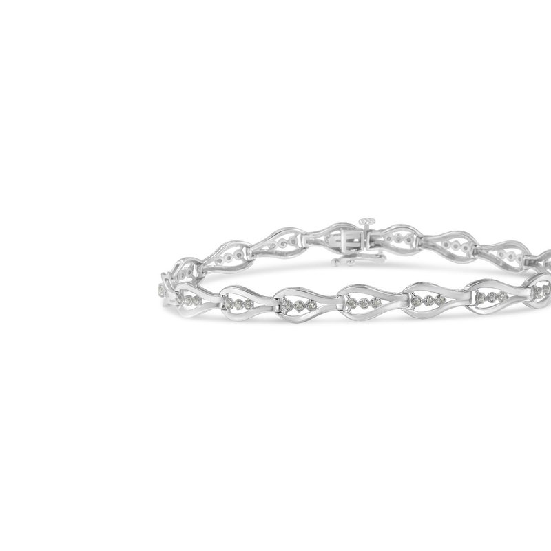 Haus Of Brilliance Sterling Silver Diamond Link Bracelet In Grey