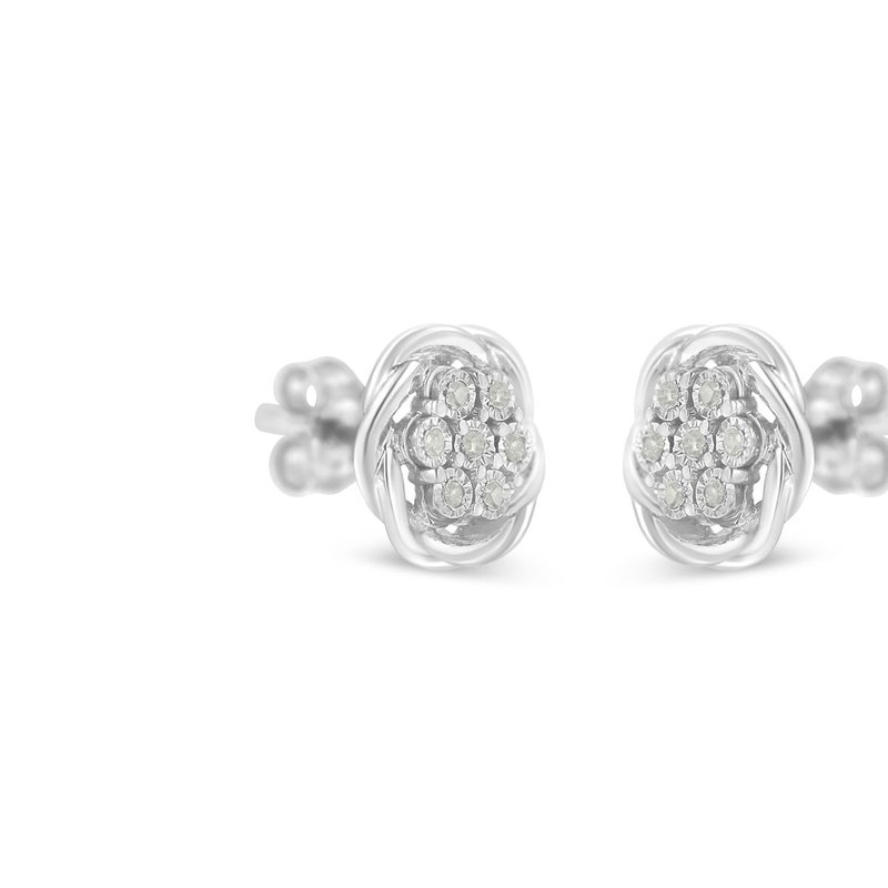 Shop Haus Of Brilliance Sterling Silver Diamond Swirl Cluster Stud Earrings In White