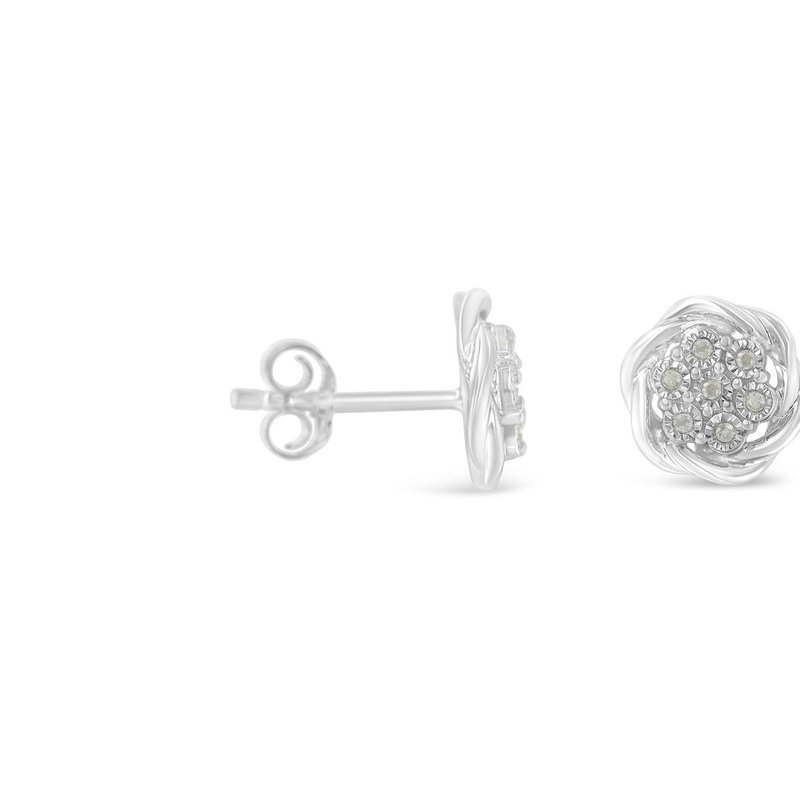 Shop Haus Of Brilliance Sterling Silver Diamond Swirl Cluster Stud Earrings In White