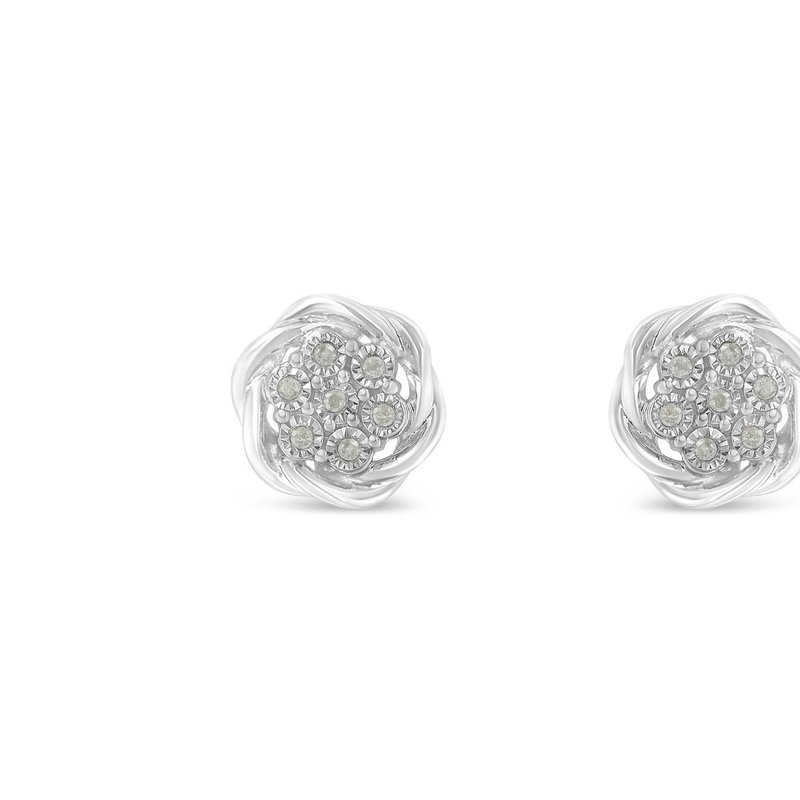 Haus Of Brilliance Sterling Silver Diamond Swirl Cluster Stud Earrings In White