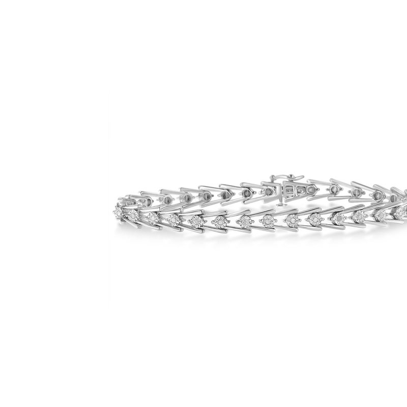 Haus Of Brilliance Sterling Silver Diamond Wave-style Link Bracelet In White