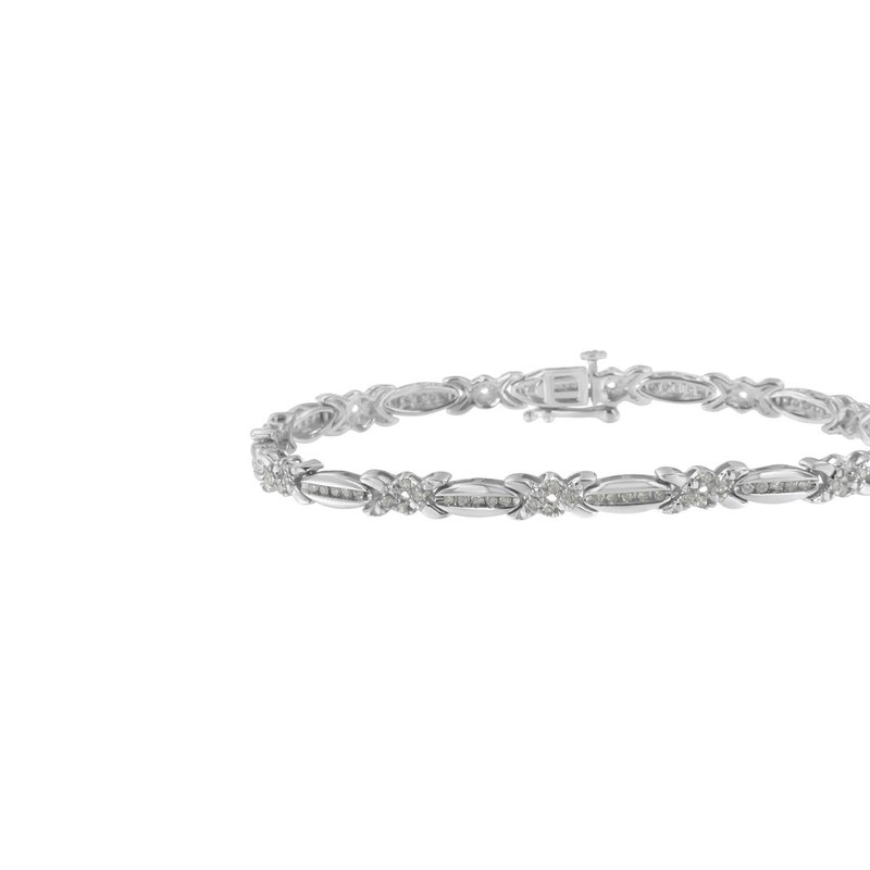 Haus Of Brilliance Sterling Silver Diamond X-link Tennis Bracelet In Grey