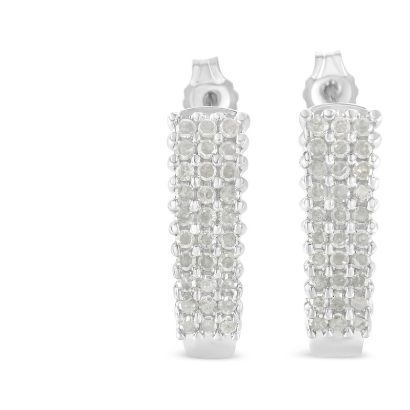 Haus Of Brilliance Sterling Silver Rose Cut Diamond J Shape Hoop Earrings In White