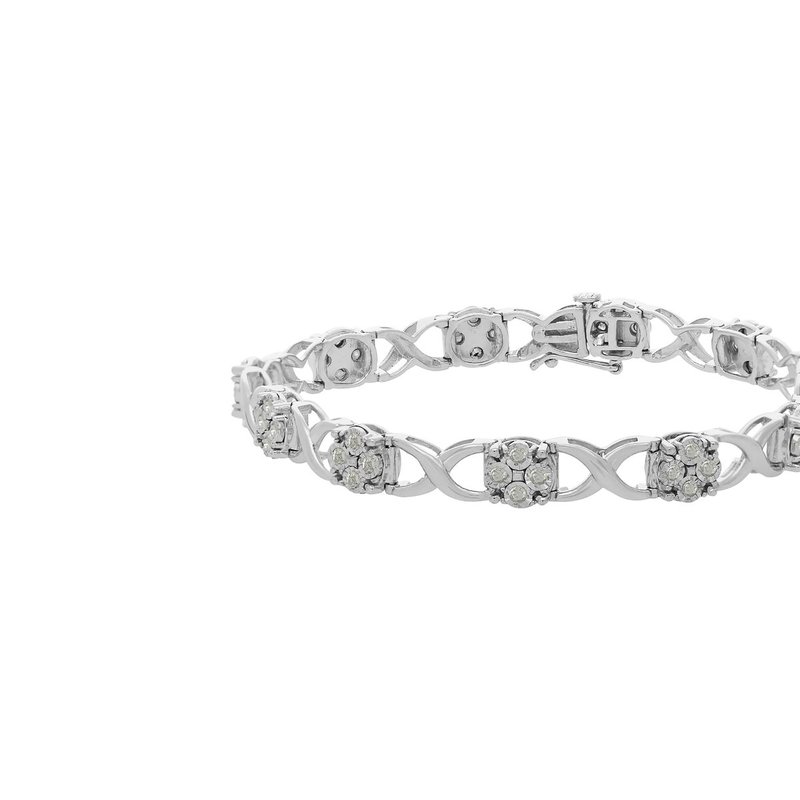 Haus Of Brilliance Sterling Silver Rose-cut Diamond Love Locks Link Bracelet In White