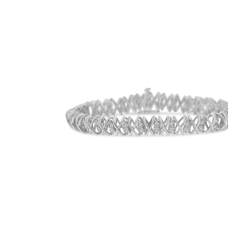 Haus Of Brilliance Sterling Silver Rose-cut Diamond X-link Bracelet In Grey