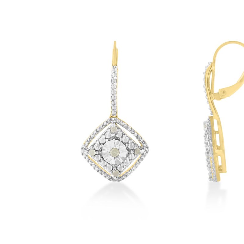 Shop Haus Of Brilliance Sterling Silver Rose Diamond Dangle Earring In Yellow