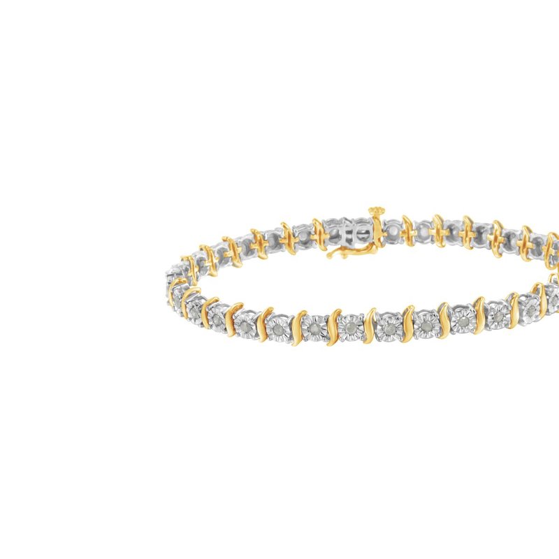 Haus Of Brilliance Two-tone 10k Yellow Gold Over .925 Sterling Silver 1.0 Cttw Diamond S-curve Link Miracle-set Tennis 