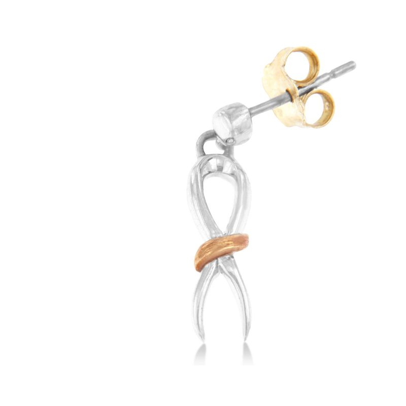 Shop Haus Of Brilliance Two-toned Sterling Silver Awareness Ribbon Dangle Earrings In White