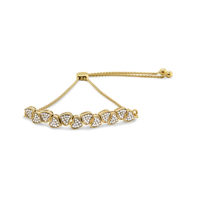 Haus Of Brilliance Yellow Gold Plated .925 Sterling Silver 1/2 Cttw Diamond Sideways Hearts Bolo Bracelet (h-i Color, I