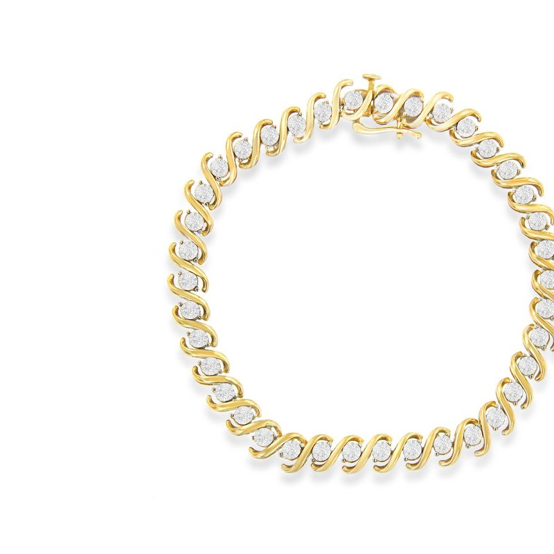 Haus Of Brilliance Yellow Plated Sterling Silver Round-cut Diamond Bracelet In Gold