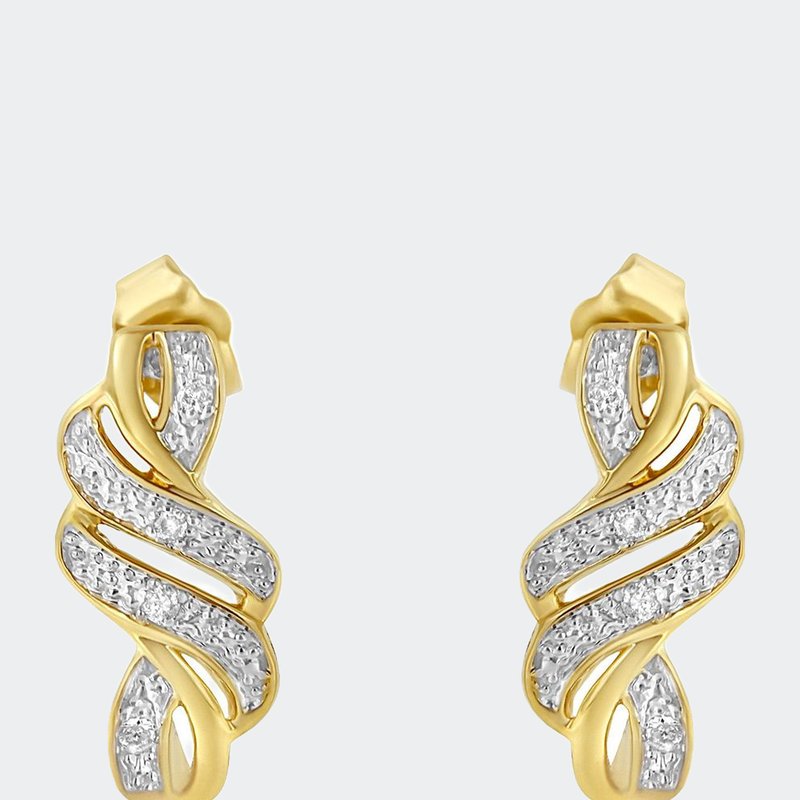 Haus Of Brilliance Yellow Plated Sterling Silver Round Cut Diamond Swirl Earrings