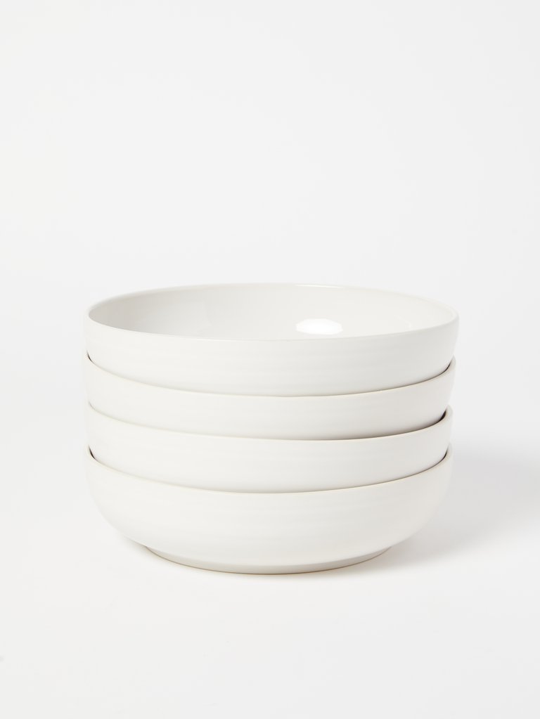 Shaker Stoneware Low Bowl, Set of 4 - Bone