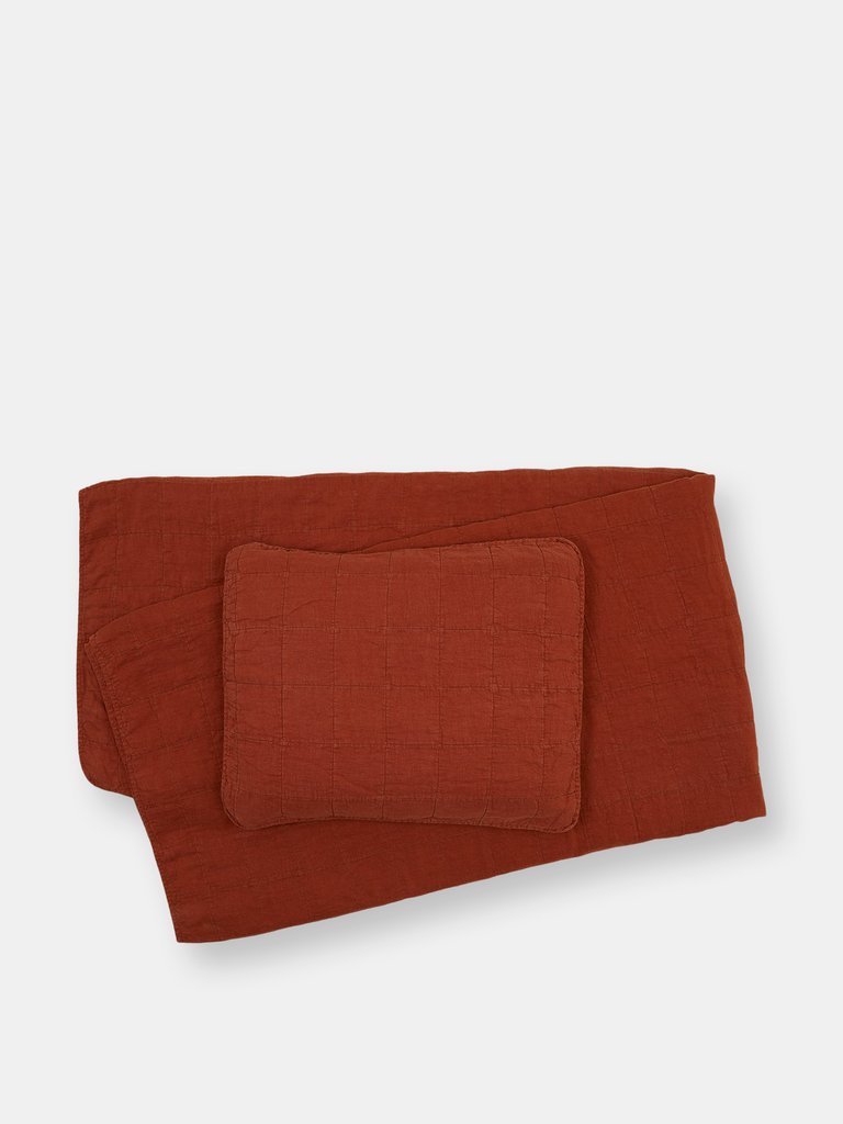 Simple Linen Quilt + Shams - Rust