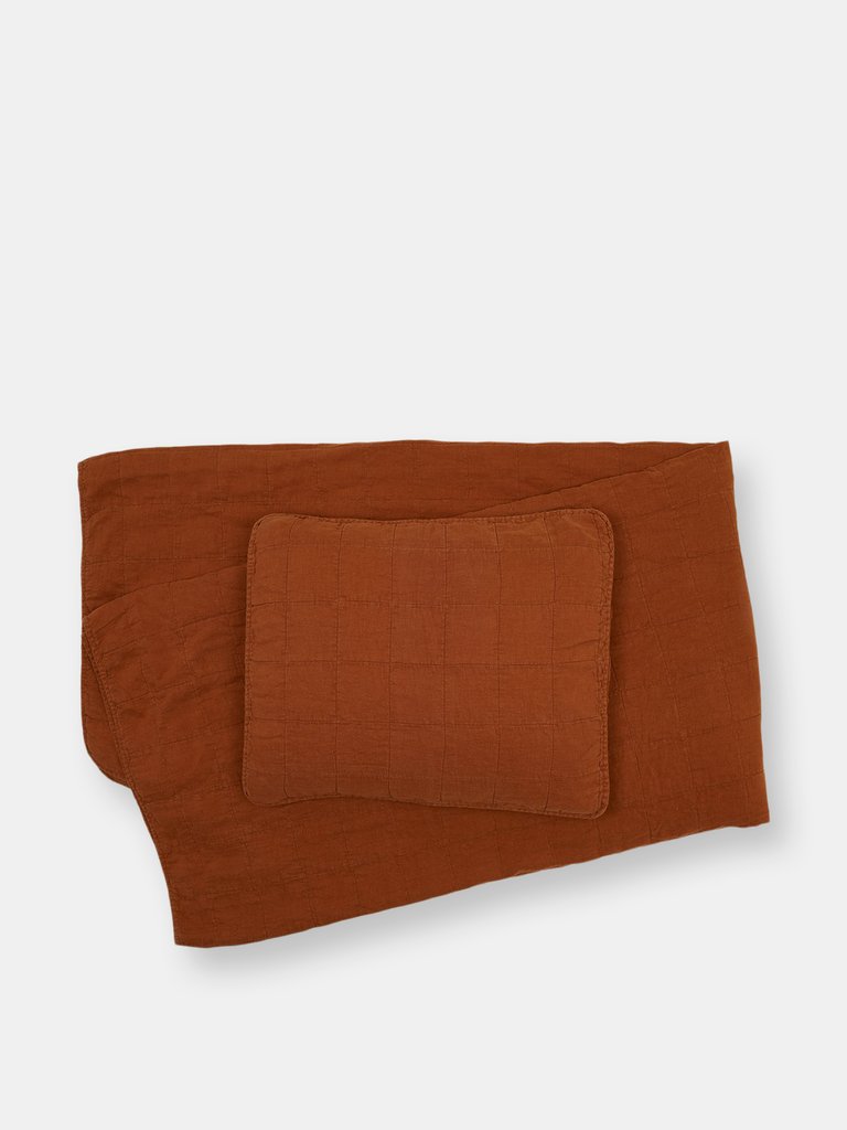 Simple Linen Quilt + Shams - Terracotta